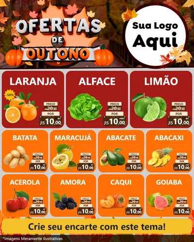 Modelo de Rede Social para Feed Instagram com o tema Ofertas de Outono para Hortifrúti