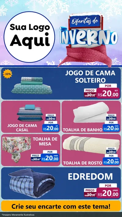 Modelo de TV para TV Vertical com o tema Ofertas de Inverno para Cama, Mesa e Banho