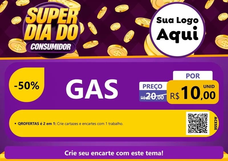 Modelo de Cartaz para Cartaz A4 Horizontal com o tema Super Dia do Consumidor para Água e gás