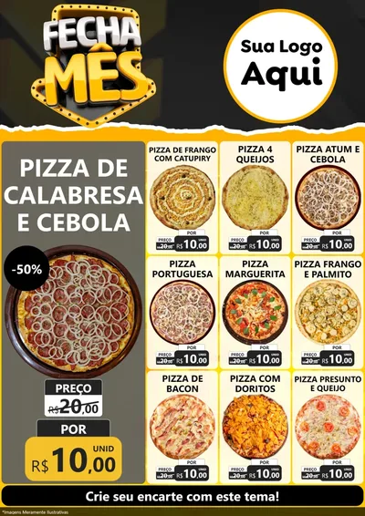 Modelo de Encarte para Encarte A4 Vertical com o tema Fecha Mês para Pizzaria