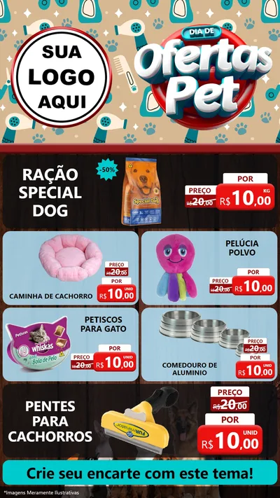 Modelo de TV para TV Vertical com o tema Dia de Ofertas Pet para Pet Shop