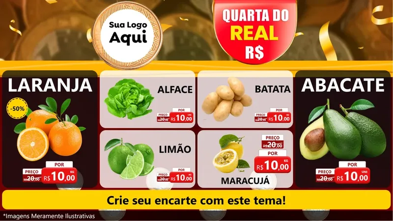 Modelo de TV para TV Horizontal com o tema Quarta do Real para Hortifrúti