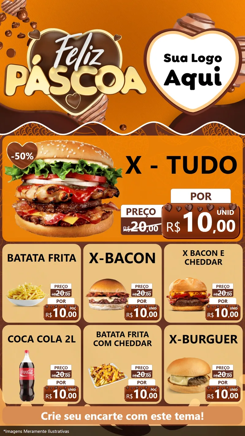 Modelo de Rede Social para Stories com o tema Feliz Páscoa para Hamburgueria