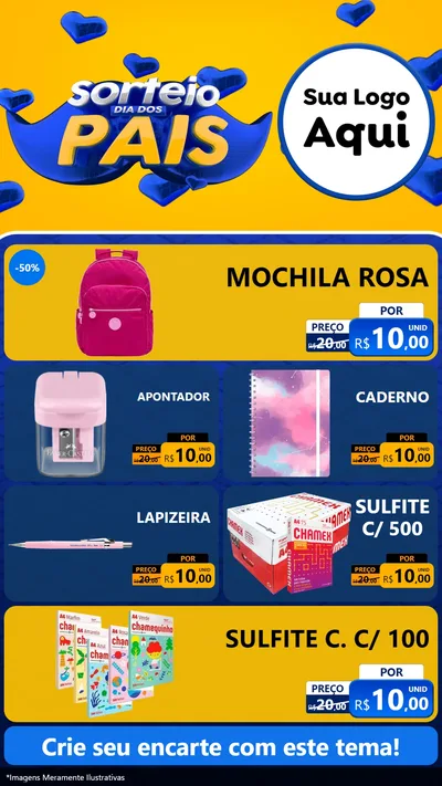 Modelo de TV para TV Vertical com o tema Sorteio Dia dos Pais para Papelaria