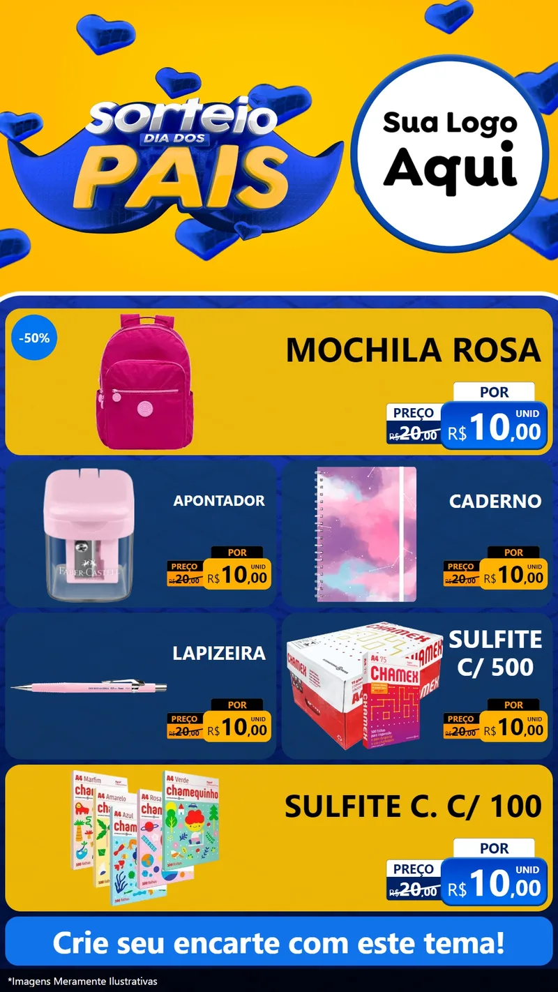 Modelo de TV para TV Vertical com o tema Sorteio Dia dos Pais para Papelaria