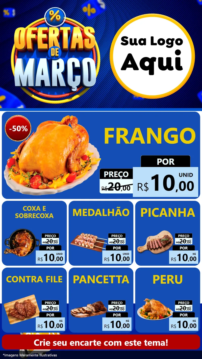 Modelo de Rede Social para Stories com o tema Ofertas de Março para Assados