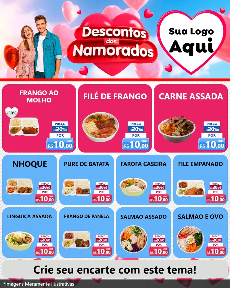 Modelo de Rede Social para Feed Instagram com o tema Descontos dos Namorados para Restaurante
