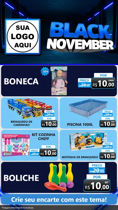 Modelo de TV para TV Vertical com o tema Black November para Brinquedos