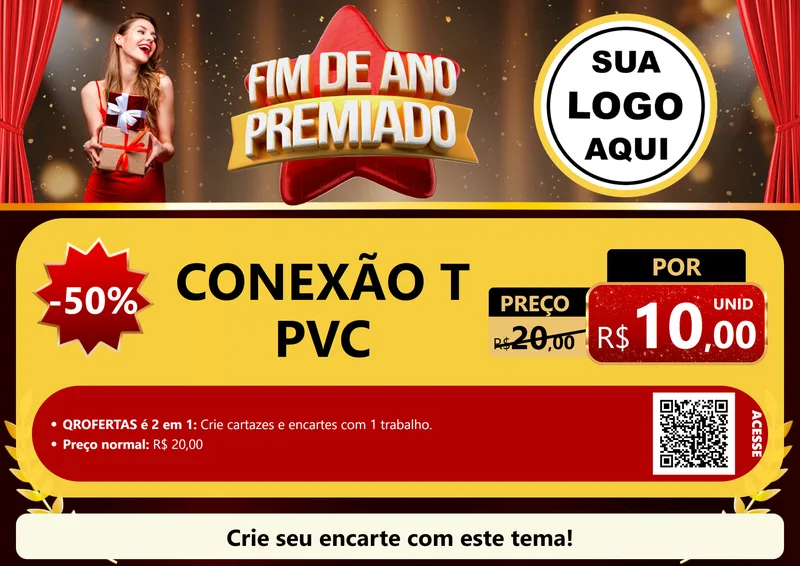 Modelo de Cartaz para Cartaz A4 Horizontal com o tema Fim de Ano Premiado para Tubos e conexões