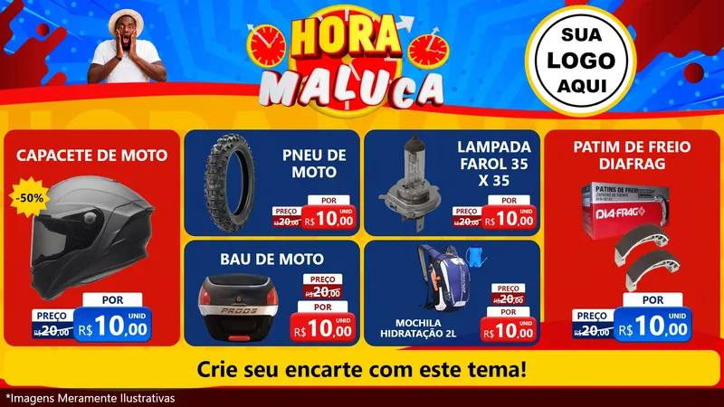 Modelo de TV para TV Horizontal com o tema Hora Maluca para Moto peças