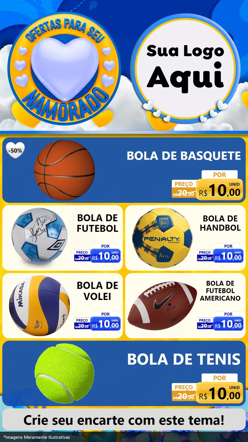 Modelo de TV para TV Vertical com o tema Ofertas Para Seu Namorado para Artigos Esportivos