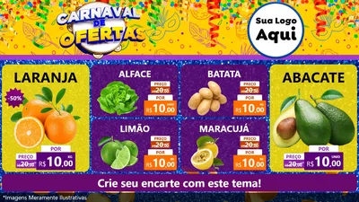 Modelo de TV para TV Horizontal com o tema Carnaval de Ofertas para Hortifrúti