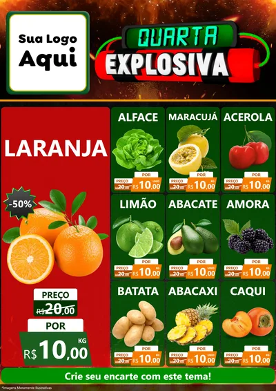Modelo de Encarte para Encarte A4 Vertical com o tema Quarta Explosiva para Hortifrúti
