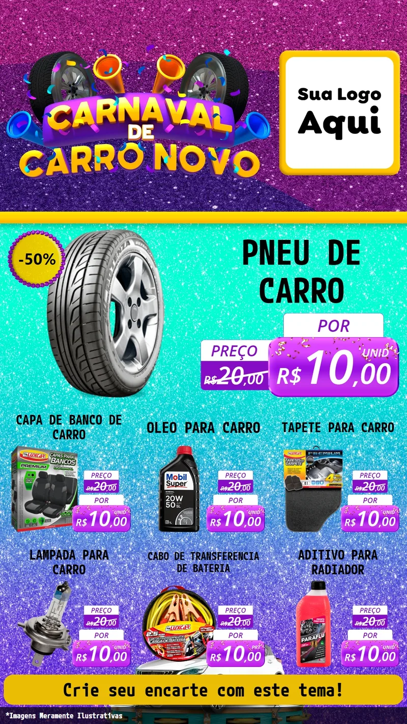 Modelo de Rede Social para Stories com o tema Carnaval de Carro Novo para Auto peças