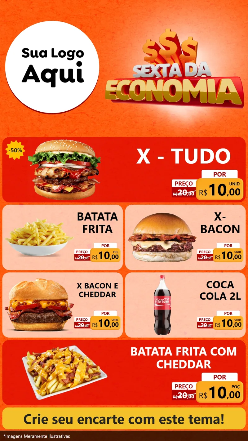 Modelo de TV para TV Vertical com o tema Sexta da Economia para Hamburgueria
