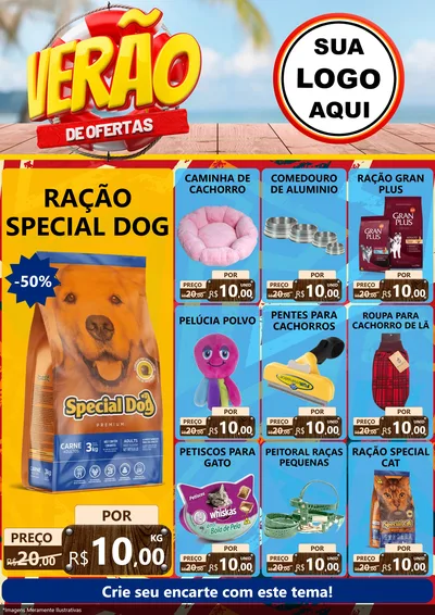 Modelo de Encarte para Encarte A4 Vertical com o tema Verão de Ofertas para Pet Shop