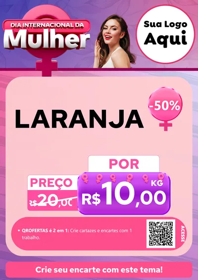 Modelo de Cartaz para Cartaz A4 Vertical com o tema Dia Internacional da Mulher para Hortifrúti
