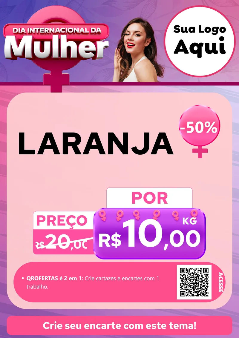 Modelo de Cartaz para Cartaz A4 Vertical com o tema Dia Internacional da Mulher para Hortifrúti