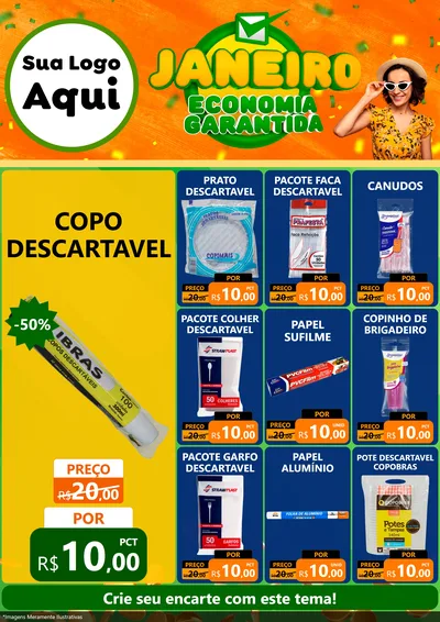 Modelo de Encarte para Encarte A4 Vertical com o tema Janeiro - Economia Garantida para Embalagens