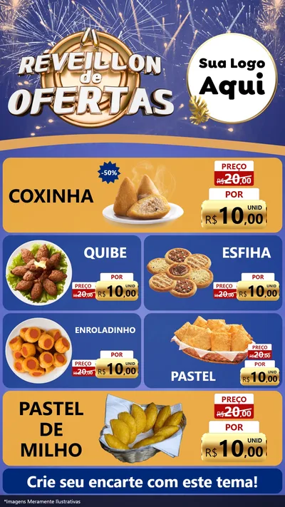 Modelo de TV para TV Vertical com o tema Réveillon de Ofertas para Salgadaria