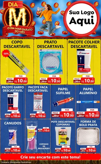 Modelo de Encarte para Encarte Grande com o tema Dia M - O Dia Mais Barato Do Mês para Embalagens