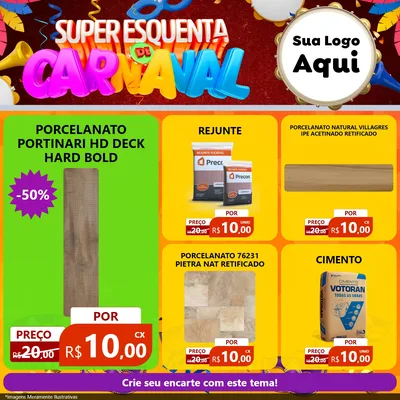 Modelo de Rede Social para Feed Facebook com o tema Super Esquenta de Carnaval para Pisos e revestimentos