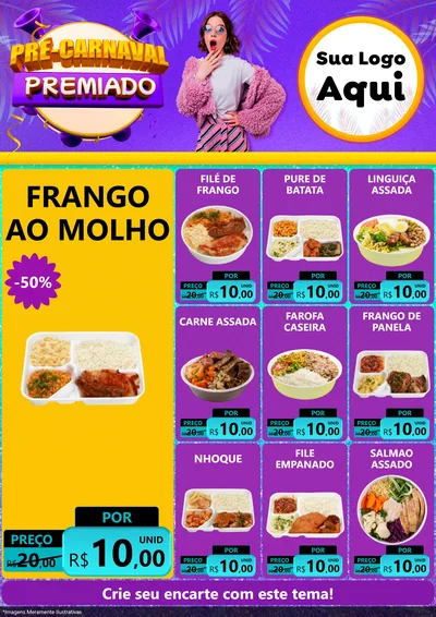 Modelo de Encarte para Encarte A4 Vertical com o tema Pré-Carnaval Premiado para Restaurante