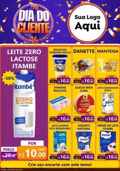 Modelo de Encarte para Encarte A4 Vertical com o tema Dia do Cliente para Frios e Laticínios