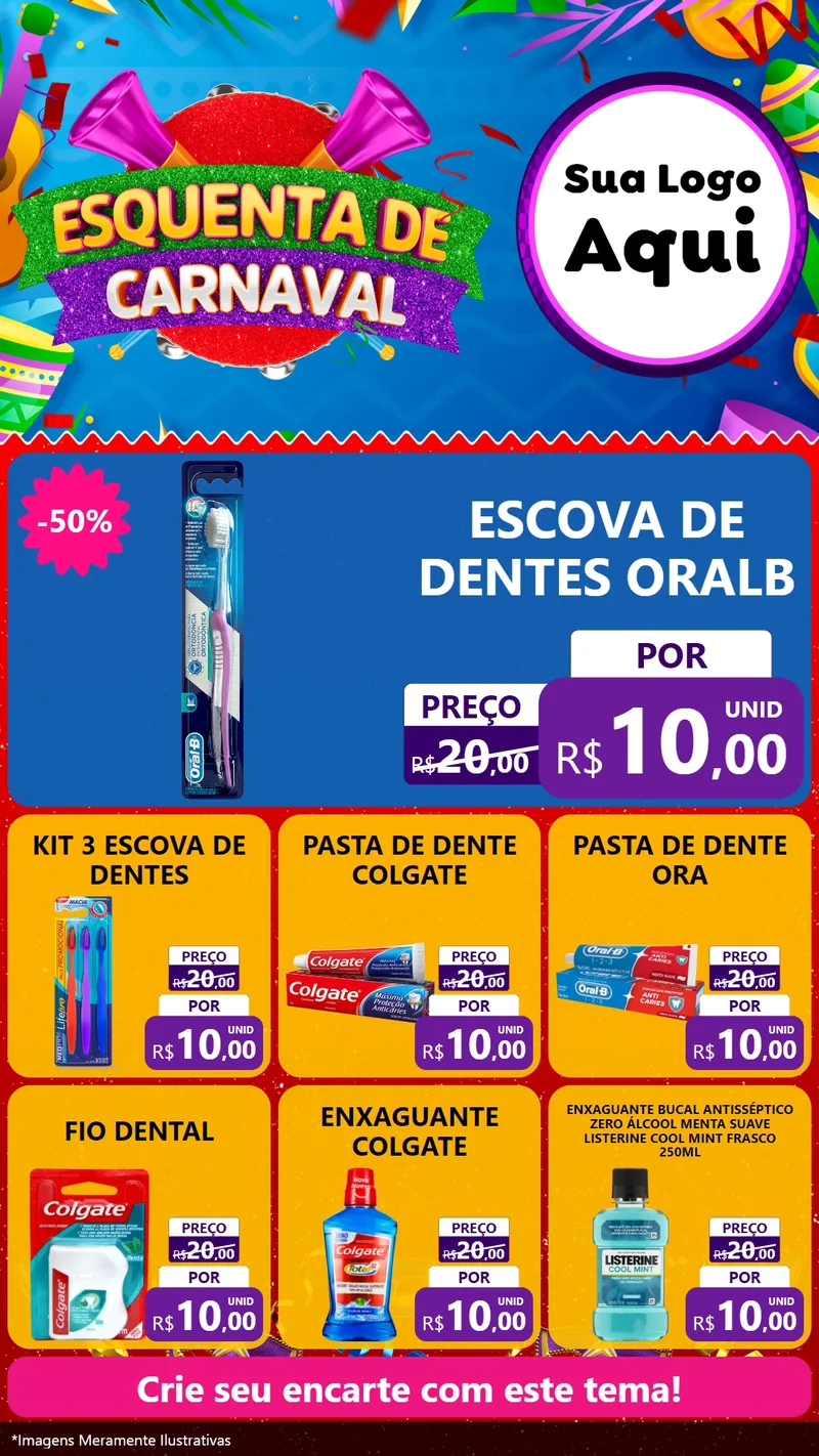 Modelo de Rede Social para Stories com o tema Esquenta de Carnaval para Higiene Pessoal