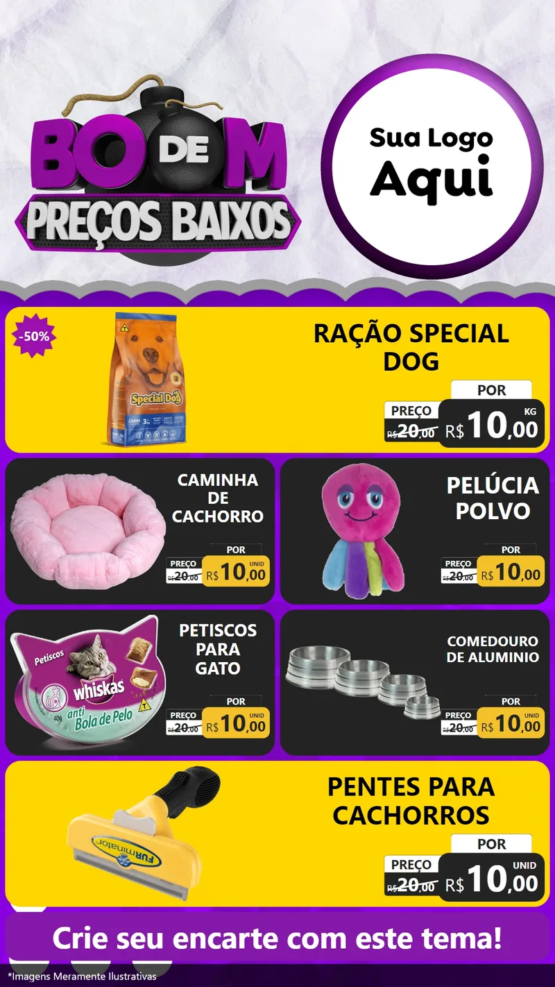 Modelo de TV para TV Vertical com o tema Boom de Preços Baixos para Pet Shop