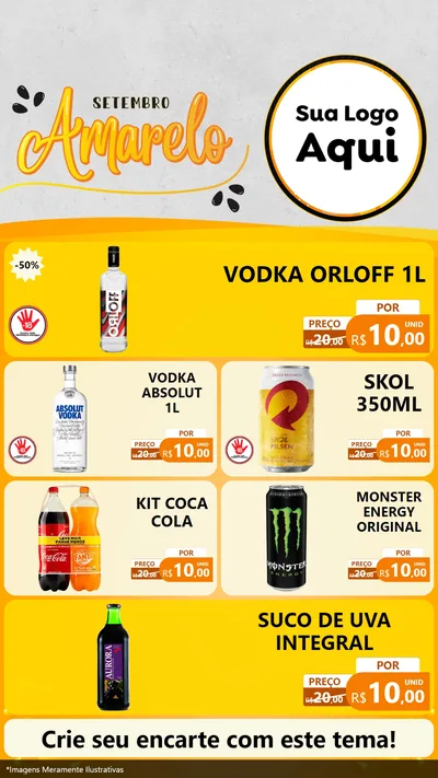 Modelo de TV para TV Vertical com o tema Setembro Amarelo para Distribuidora de bebidas