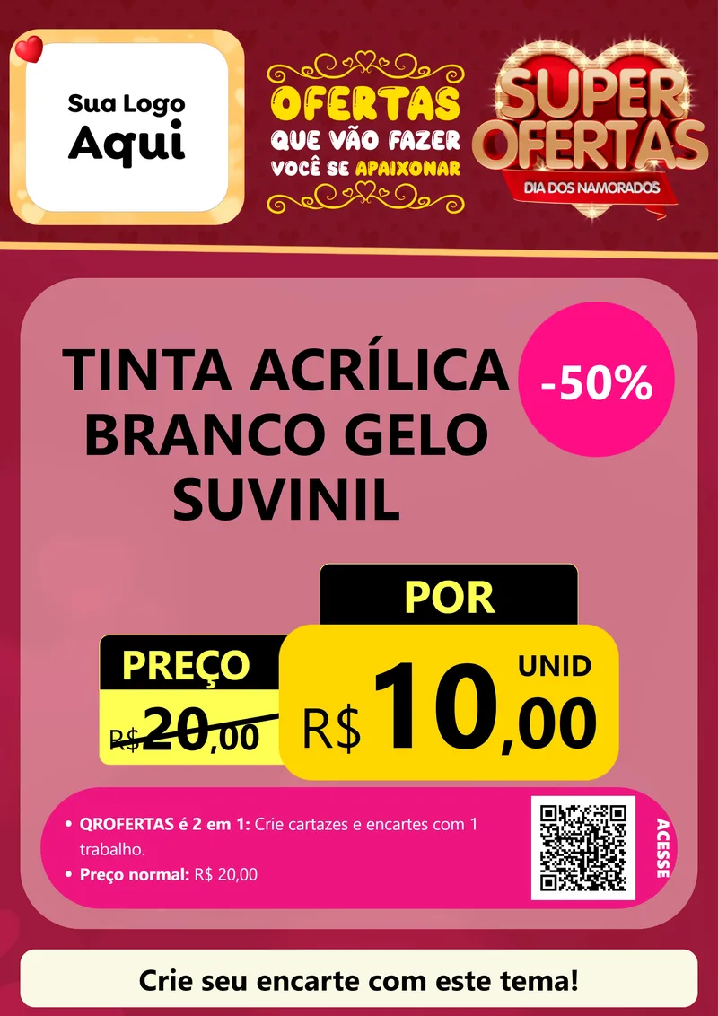 Modelo de Cartaz para Cartaz A4 Vertical com o tema Dia dos Namorados para Tintas e Ferramentas