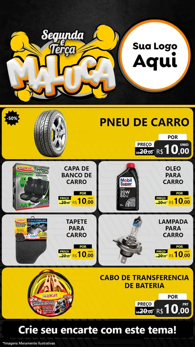 Modelo de TV para TV Vertical com o tema Segunda e Terça Maluca para Auto peças