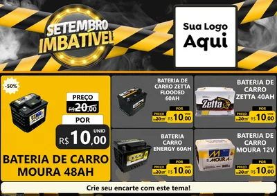 Modelo de Encarte para Encarte A4 Horizontal com o tema Setembro Imbatível para Baterias Elétricas