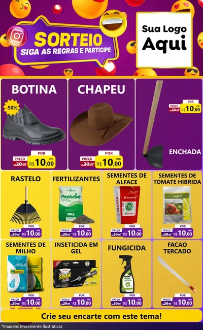 Modelo de Encarte para Encarte Grande com o tema Sorteio para Agropecuária