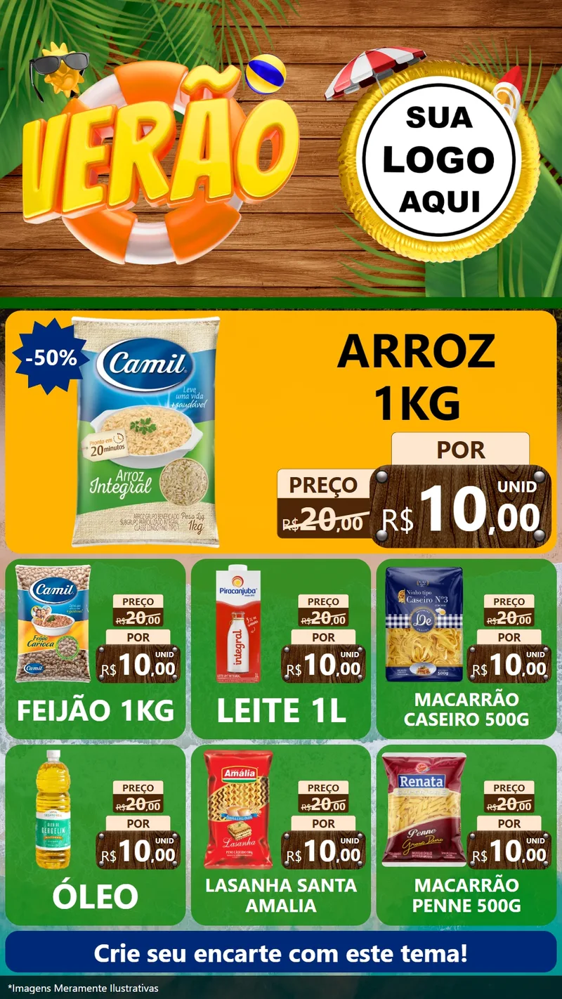 Modelo de Rede Social para Stories com o tema Verão para Supermercado