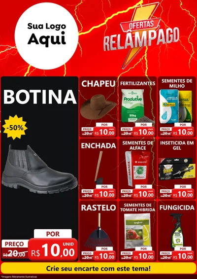 Modelo de Encarte para Encarte A4 Vertical com o tema Ofertas Relâmpago para Agropecuária