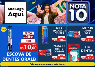 Modelo de Encarte para Encarte A4 Horizontal com o tema Nota 10 para Higiene Pessoal