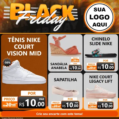 Modelo de Rede Social para Feed Facebook com o tema Black Friday para Calçados