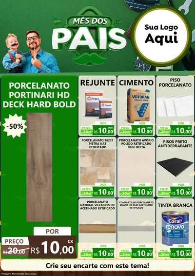 Modelo de Encarte para Encarte A4 Vertical com o tema Mês dos Pais para Pisos e revestimentos