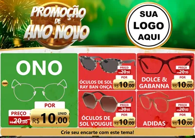 Modelo de Encarte para Encarte A4 Horizontal com o tema Promoção de Ano Novo para Óticas