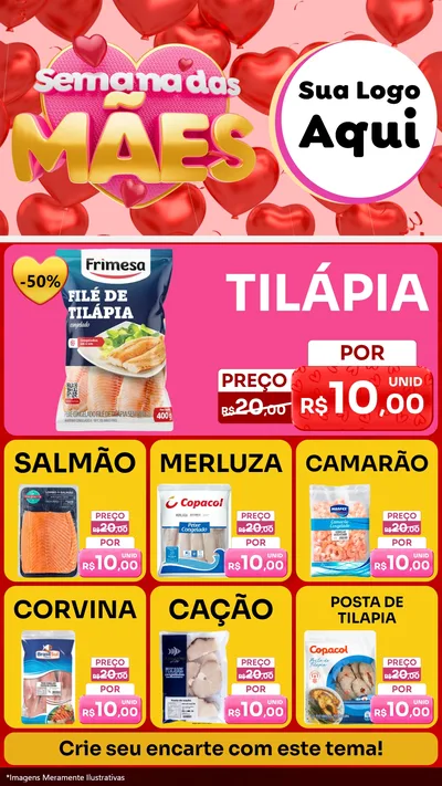 Modelo de Rede Social para Stories com o tema Semana Das Mães para Peixaria