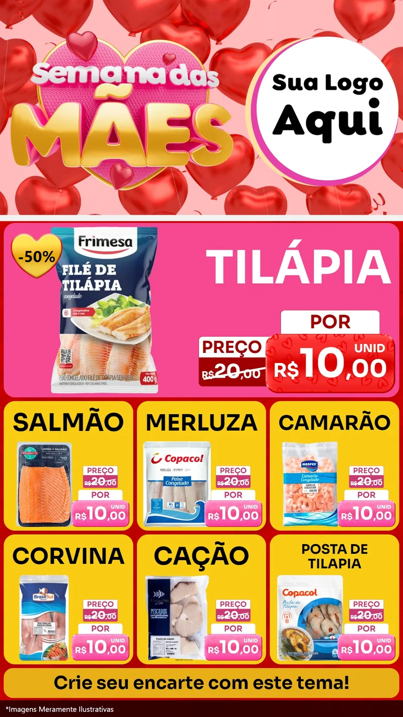 Modelo de Rede Social para Stories com o tema Semana Das Mães para Peixaria