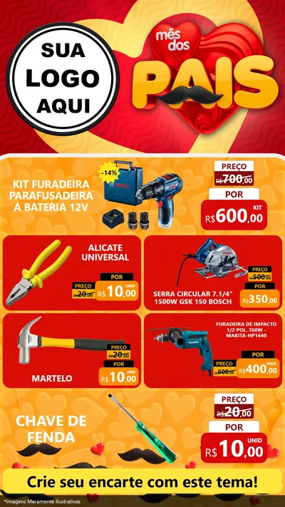 Modelo de TV para TV Vertical com o tema Mês Dos Pais para Maquinas e Ferramentas