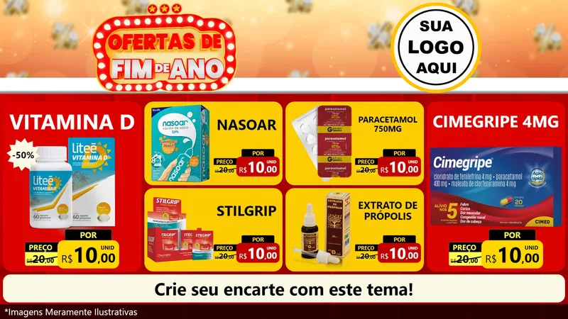 Modelo de TV para TV Horizontal com o tema Ofertas de Fim de Ano para Farmácia