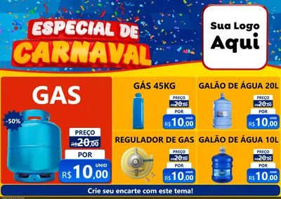Modelo de Encarte para Encarte A4 Horizontal com o tema Especial de Carnaval para Água e gás