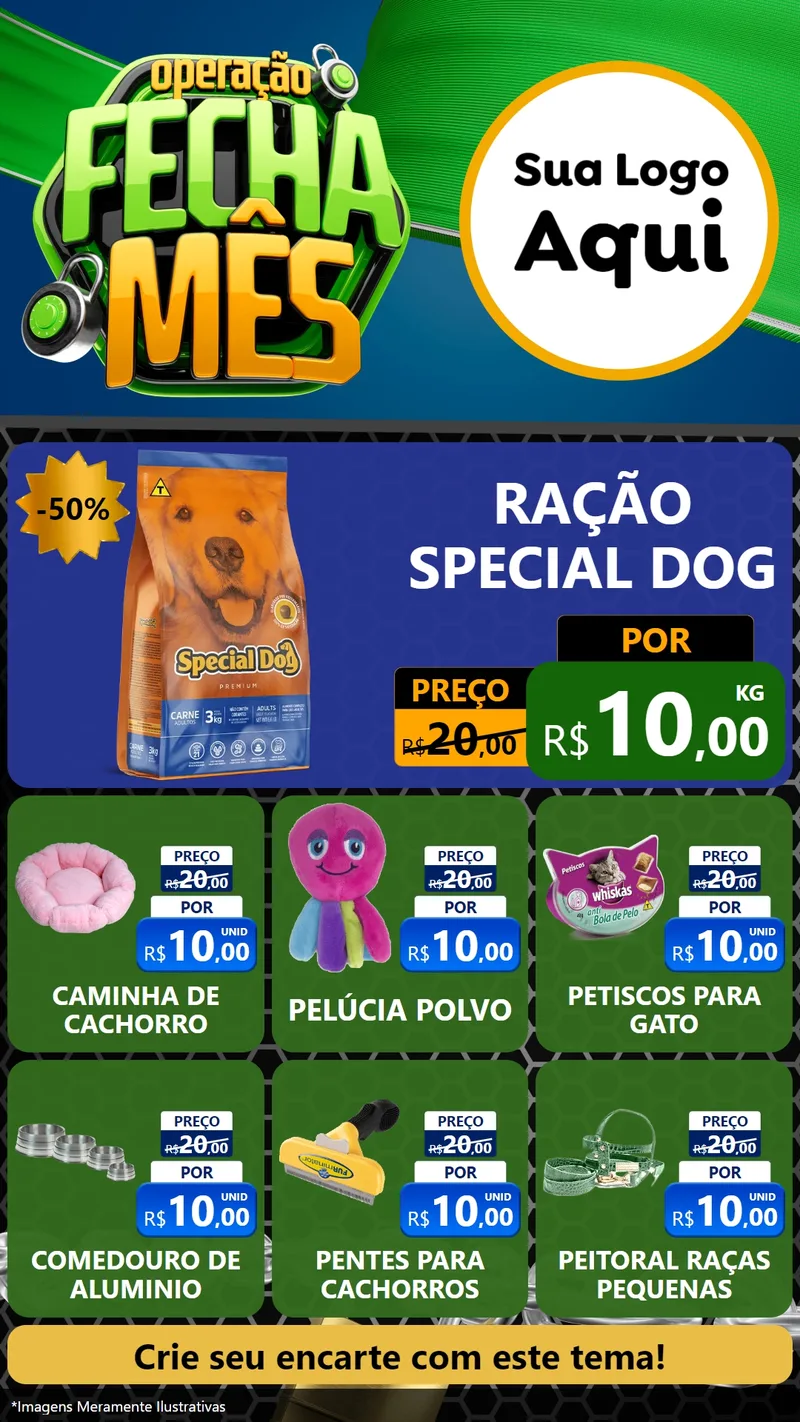 Modelo de Rede Social para Stories com o tema Operação Fecha Mês para Pet Shop