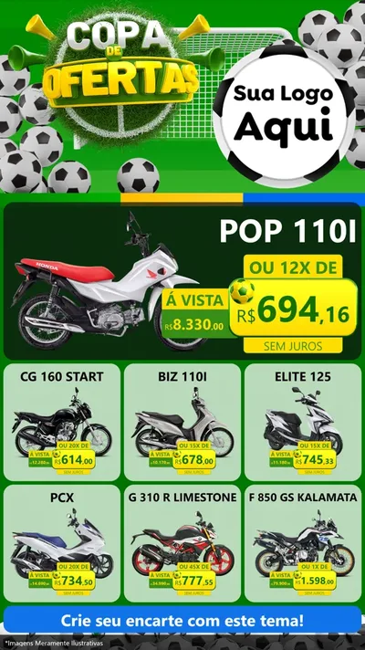 Modelo de Rede Social para Stories com o tema Copa De Ofertas para Concessionaria de Motos