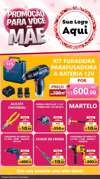 Modelo de Rede Social para Stories com o tema Promoção Para Você Mãe para Maquinas e Ferramentas