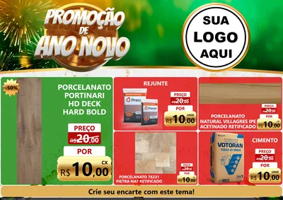 Modelo de Encarte para Encarte A4 Horizontal com o tema Promoção de Ano Novo para Pisos e revestimentos